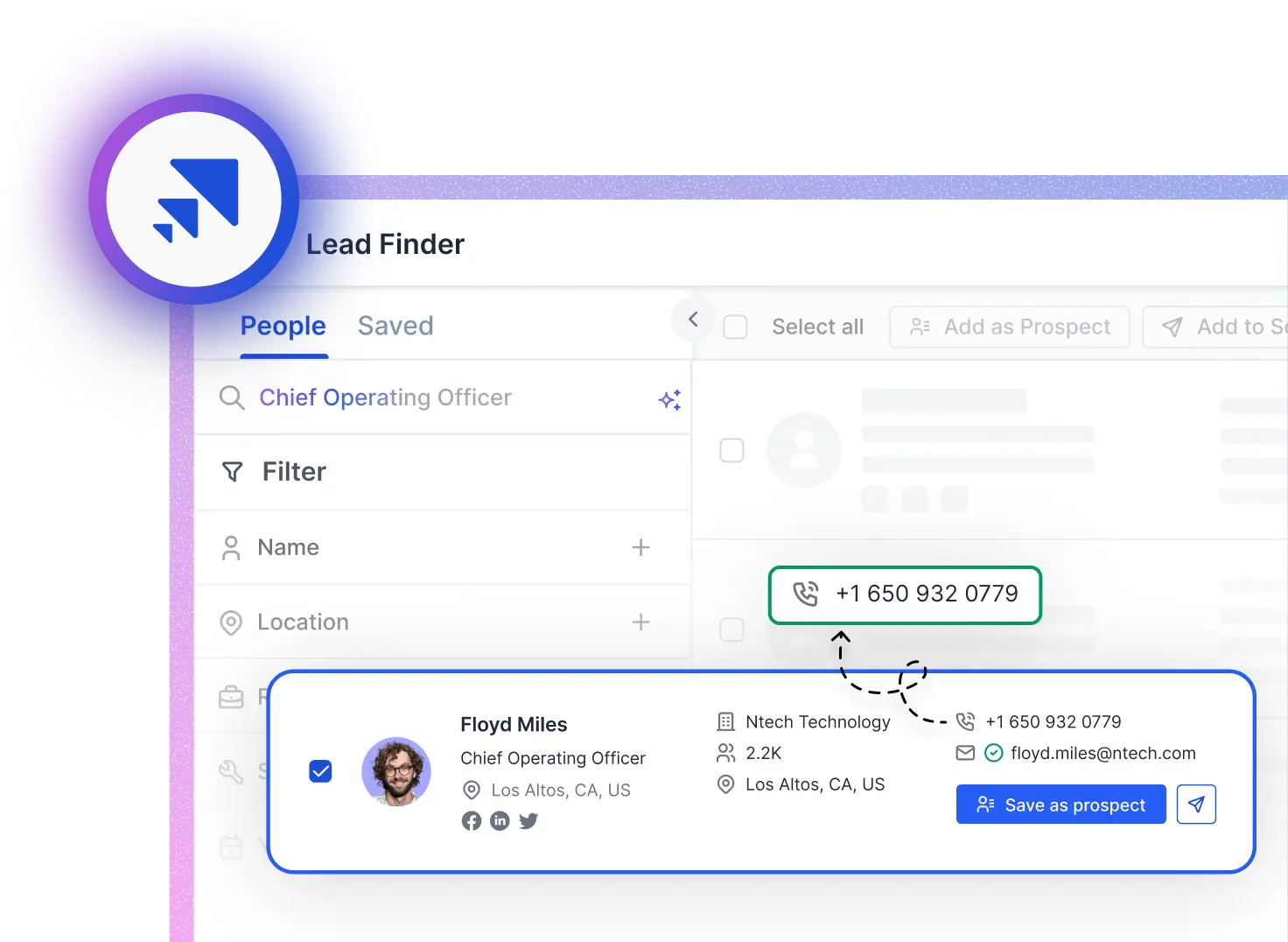 Save as Prospect — Add the Revealed Phone Number as a Prospect