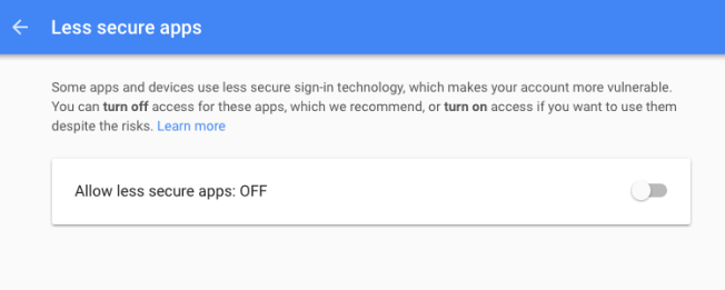 Yahoo Account Security - Less Secure Apps setting