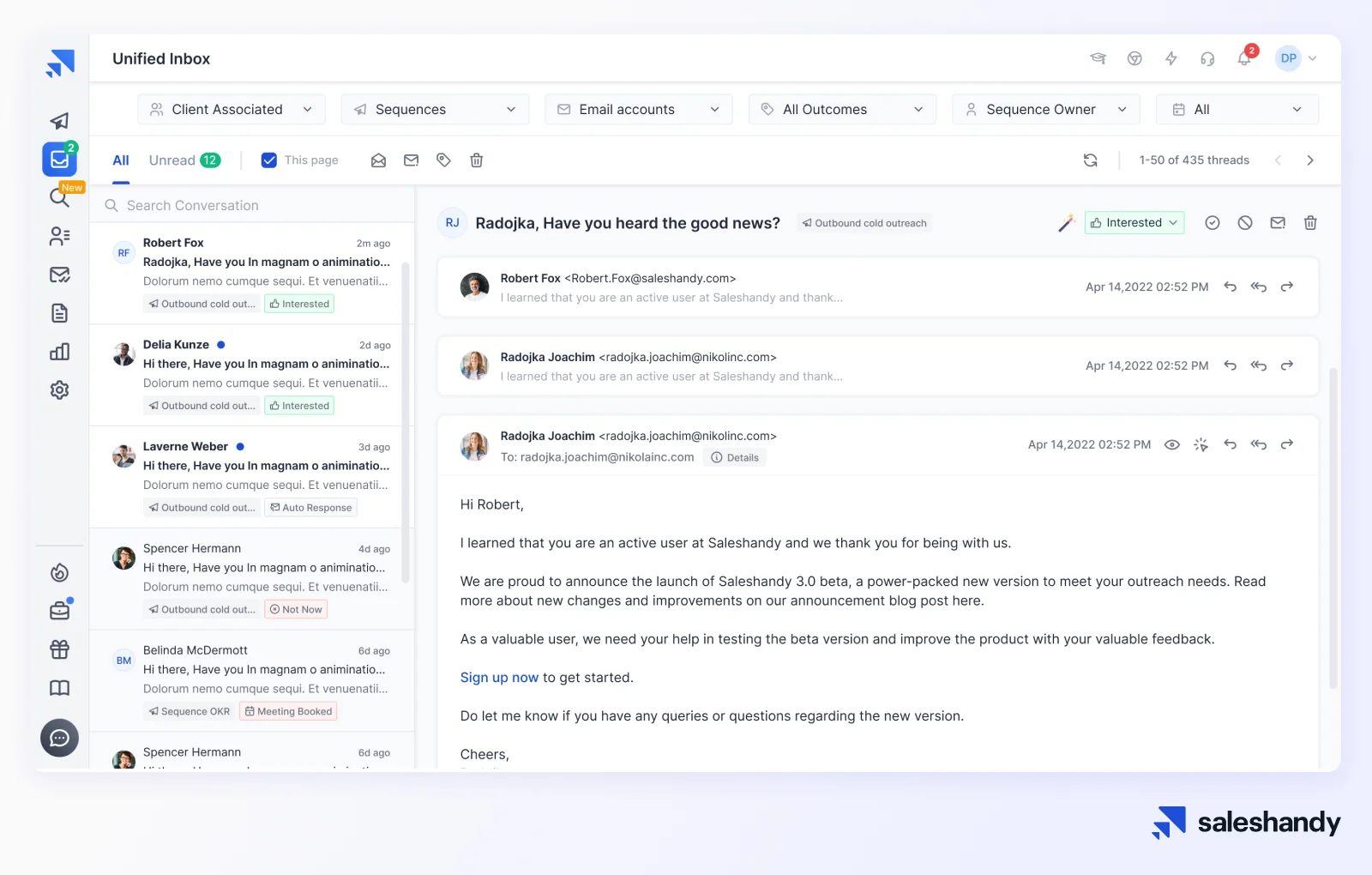 Opslyft — Saleshandy in action